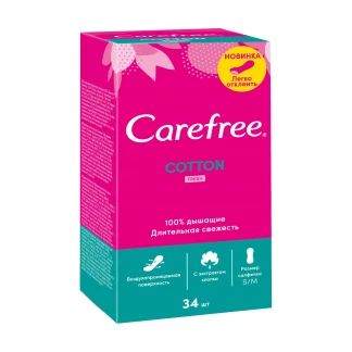 Прокладки ежедневные Carefree with Cotton extract Fresh, 34 штуки-0