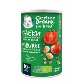 Снеки Gerber (Гербер) Пшенично-овсяные снеки с томатами и морковью 35 г-0