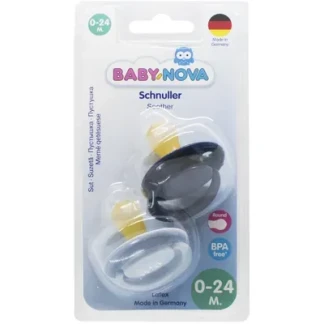 Пустушка Baby-Nova (Бебі-Нова) латексна кругла монохром синя №2-0