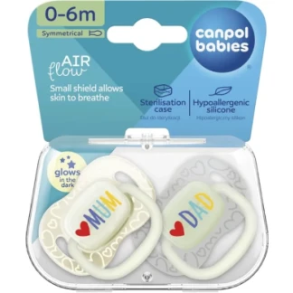 Пустышка Canpol (Кенпол) Love Mum&Dad силиконовая симметричная 0-6мес. №2 (34/939)-0