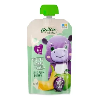 Пюре фруктове Galicia (Галіція) Baby Яблуко-слива-банан з 6 міс. 90г-0