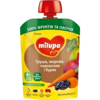 Пюре фруктово-овочеве Milupa (Мілупа) груша, морква, чорнослив і буряк 80г-0