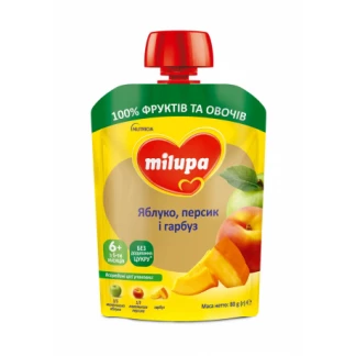 Пюре фруктово-овочеве Milupa (Мілупа) яблуко, персик і гарбуз 80г-0
