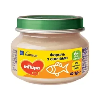Пюре овощно-рыбное Milupa (Милупа) Форель с овощами 6+ мес. 80г Пюре овощно-рыбное Milupa (Милупа) Форель с овощами 6+ мес. 80г-0