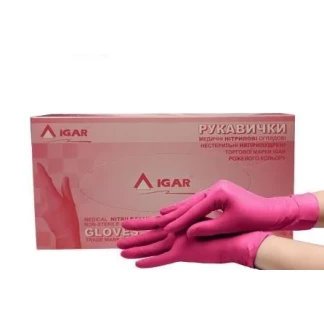 Перчатки смотровые IGAR нитриловые без пудры нестерильные, розовые, размер M, пара-0