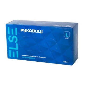 Рукавиці нестерильні оглядові нітрилові неприпудрені Else ТМ р.L №2-1
