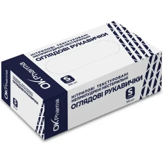 Перчатки нестерильные обзорные нитриловые текстурные неприпудренные OK Pharma р.S №100-0
