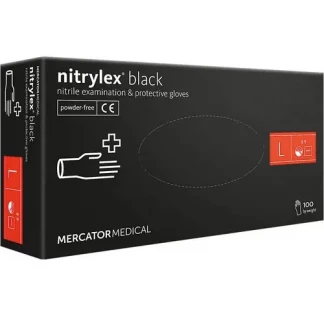 Рукавиці нестерильні оглядові латексні неприпудрені  Nitrylex р.L №2 (чорні)-0