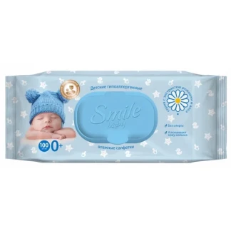 Серветки вологі Smile Baby алоє/ромашка/вітамінний комплекс №100-0