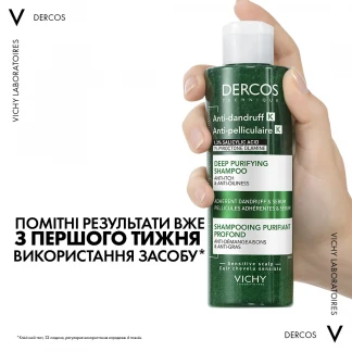 Шампунь-скраб Vichy (Віши) Dercos Anti-Dandruff для глибокого очищення шкіри голови та волосся, проти стійкої лупи та надлишку себуму з ефектом пілінгу 250 мл-3