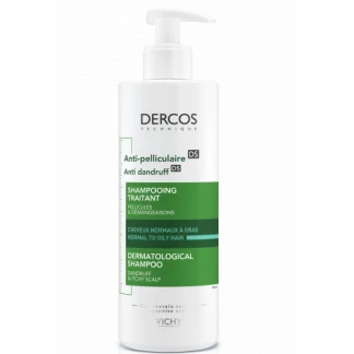 Шампунь Vichy (Виши) Dercos Anti-Dandruff Advanced Action Shampoo от перхоти усиленного действия для нормальных и жирных волос 390 мл-0