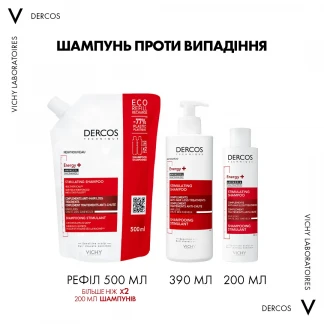 Шампунь Vichy (Віши) Dercos Energising Shampoo тонізуючий з амінексилом проти випадіння 200 мл-7