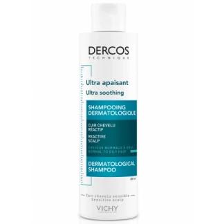 Шампунь Vichy (Виши) Dercos Ultra Soothing Normal to Oil Hair Shampoo успокаивающий для чувствительной кожи головы для нормальных и жирных волос 200 мл-0