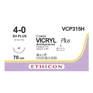 Шовный материал Викрил Плюс VCP315 №4-0 колючая игла 26мм/70см фиолетовый-0