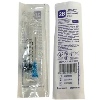 Шприц 2мл 2В 3-компонентний з голкою 23G (0,6х32мм) №1-0