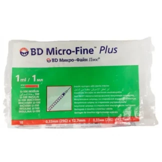 Шприц інсуліновий BD Micro-Fine Plus 1мл U-100 29G (0.33x12.7 мм) №10-0