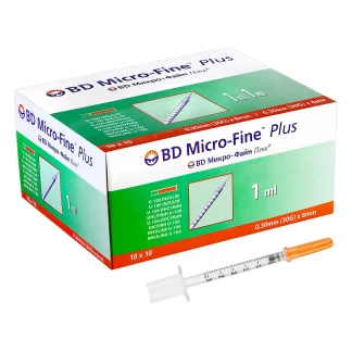 Шприц інсуліновий BD Micro-Fine Plus 1мл U-100 30G (0,30x8мм)-0