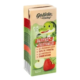 Сок Galicia (Галиция) Baby Яблоко-клубника с мякотью от 12 мес. 200мл-0
