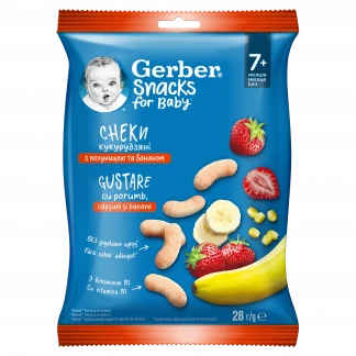 Снеки Gerber (Гербер) Кукурузные банан и клубника 7+мес. 28г-0