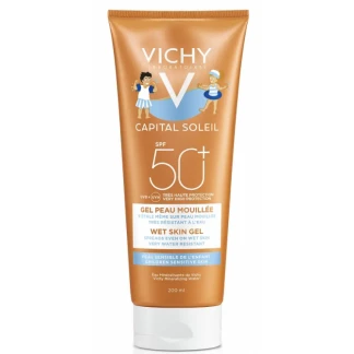 Солнцезащитный гель Vichy (Виши) Capital Soleil Wet Skin Gel Children водостойкий с технологией нанесения на влажную кожу для чувствительной кожи детей SPF50 + 200 мл-0