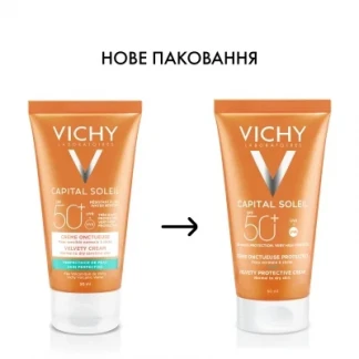 Сонцезахисний крем Vichy (Віши) Capital Ideal Soleil Velvety Cream Complexion SPF 50+ потрійної дії для обличчя 50 мл-1