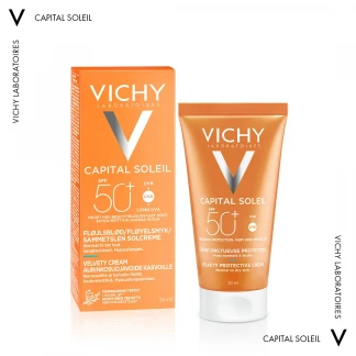 Солнцезащитный крем Vichy (Виши)  Capital Ideal Soleil Velvety Cream Complexion SPF 50+ тройного действия для лица 50 мл-2