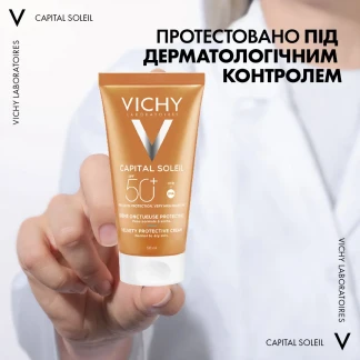 Солнцезащитный крем Vichy (Виши)  Capital Ideal Soleil Velvety Cream Complexion SPF 50+ тройного действия для лица 50 мл-11