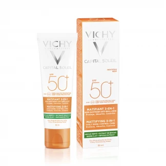Крем сонцезахисний матуючий Vichy (Віши) Capital Soleil Mattifying 3в1 для жирної, проблемної шкіри обличчя SPF50+ 50 мл-0