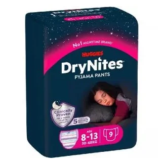 Трусики Huggies (Хагис) Dry Nites для девочек 8-13 г. №9-0