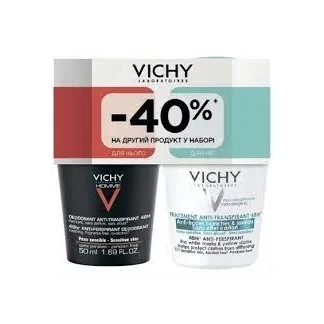 Vichy Набор дезодор. 48 ч. п / белых следов 50мл + дезодор. экстра-сильными. для чел. 50мл-0
