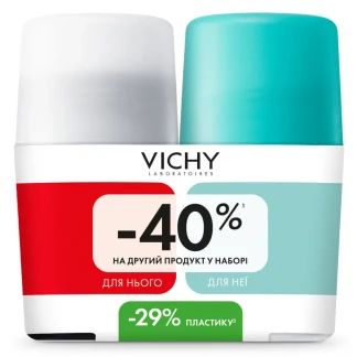 Набор Vichy (Веши): Дезодорант 48 час. против белых следов 50мл + Дезодорант экстра-сильный для мужчин 50мл-1