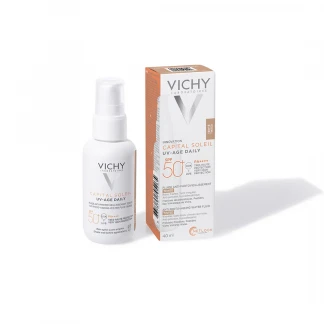 Флюид Vichy (Виши) Капиталь Солей солнцезащитный для кожи лица тонирующим эффект SPF50+ 40мл-0