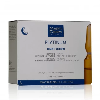 Средство для лица, шеи, зоны декольте MartiDerm (Марти Дерм) Platinum Night Renew антивозрастное для всех типов кожи ампулы 2 мл х 10 шт-0