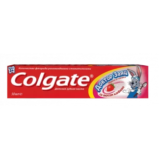 Зубная паста Colgate (Колгейт) Доктор Заяц клубника 50мл-0