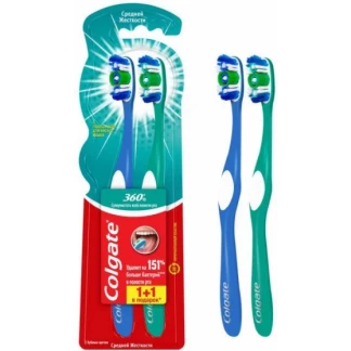 Зубна щітка Colgate (Колгейт) 360 °, Clean, 2 штуки Зубна щітка Colgate (Колгейт) 360 °, Clean, 2 штуки-0