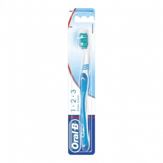 Зубная щетка Oral-B (Орал-В) 123 Shiny Clean 40 средней жесткости-0