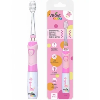 Зубная щетка Vega (Вега) Kids (VK-400Р) електрическая детская звуковая (розовая)-0