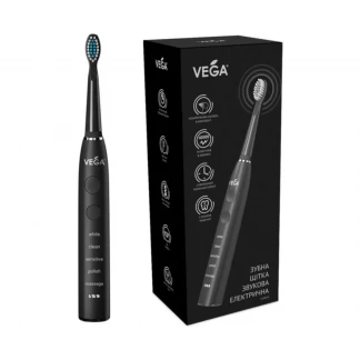 Зубна щітка Vega (Вега) електрона, 5 режимів чищення, звукова, чорна (VT-600 B)-0
