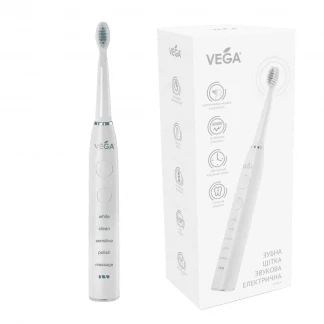 Зубна щітка Vega (Вега) (VT-600 W) електрична, звукова 5 режимів чищення (біла)-0
