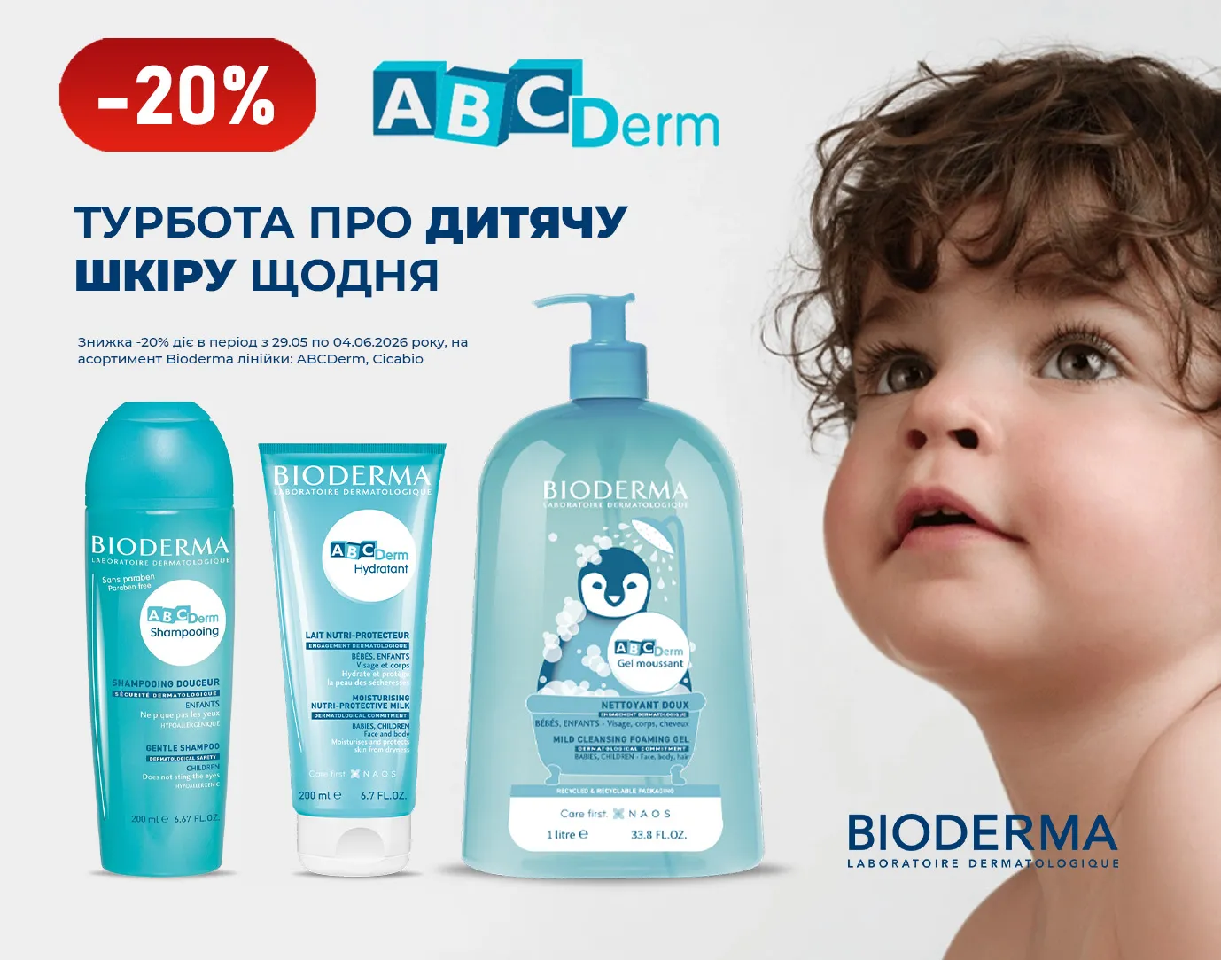 Акція травень-червень Bioderma: ABCDerm, Cicabio