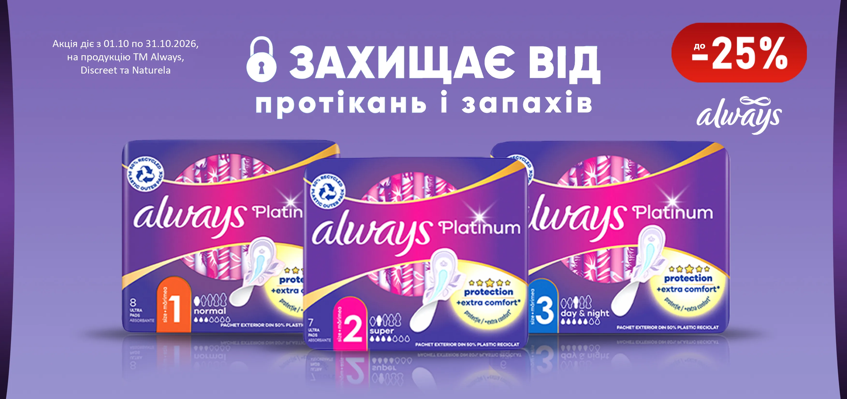 Акція жовтень Always, Discreet, Naturella