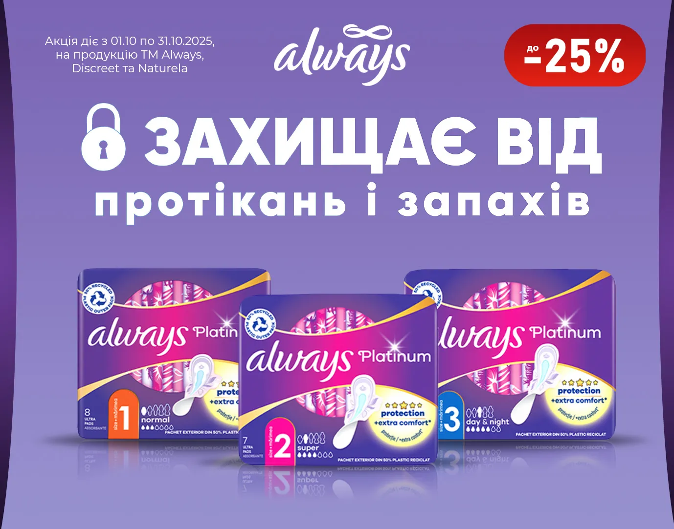 Акція жовтень Always, Naturella та Discreet